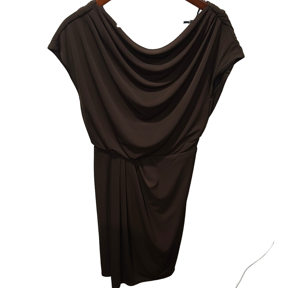 Vince Camuto Brown Cowl Neck Dolman Sleeve Sheath Dress size 4 GUC..